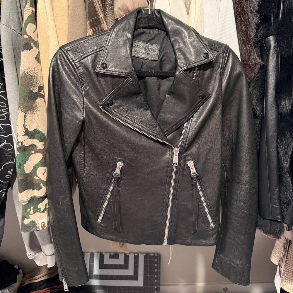 All Saints Black Leather Moto Jacket
